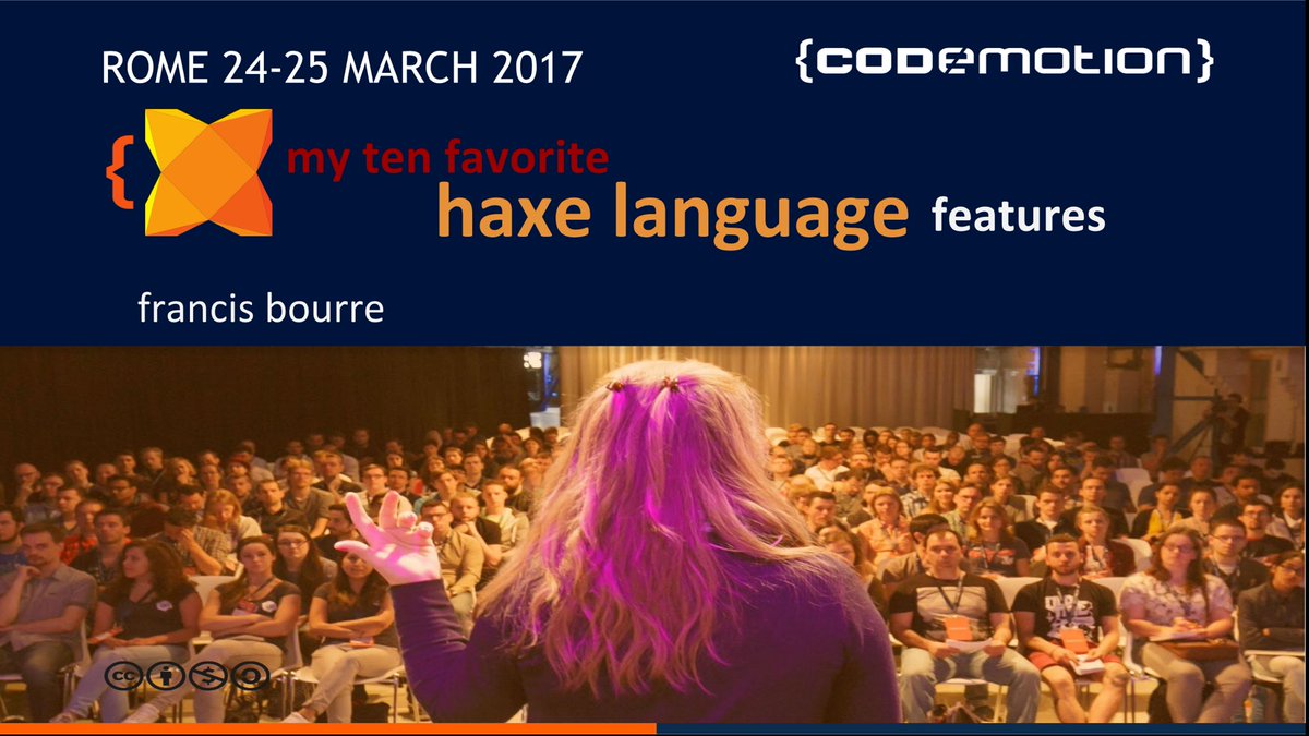 Hello #Codemotion, I invite you to discover amazing oop/fp #haxe language features during my session tomorrow.