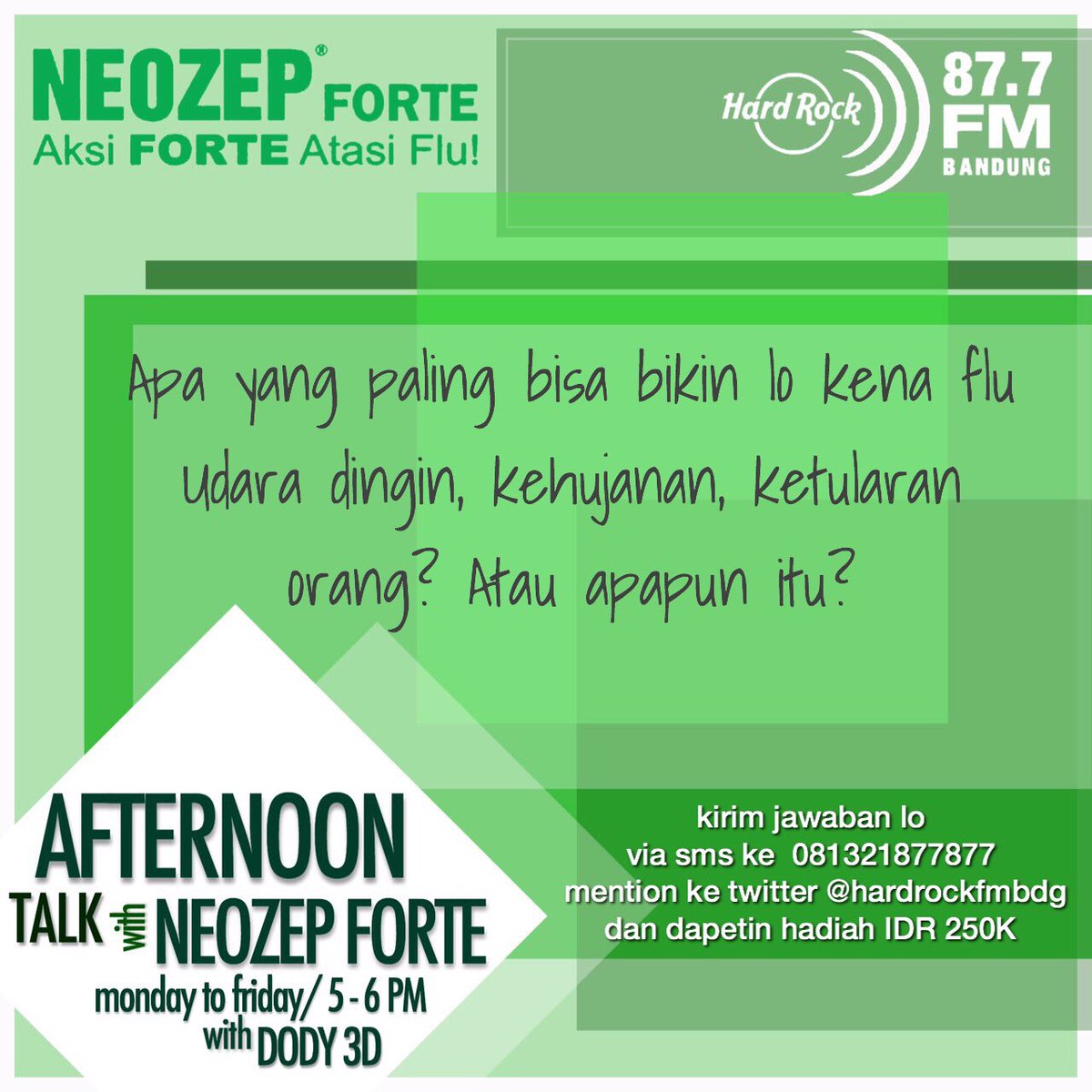 TRL_Bandung's tweet photo. Ayo ayo Neozep bagi-bagi uang Cash 250K buat lo yang ngasih jawaban terbaik! Cuma di #afternoontalkwithNeozep https://t.co/PM3Gj0BOzU