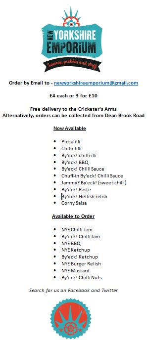 NYshireEmporium's tweet photo. Check out our brand new product list: £4 or 3 for £10: order to newyorkshireemporium@gmail.com #homemade #saucy #spice https://t.co/USKLEgTs2c