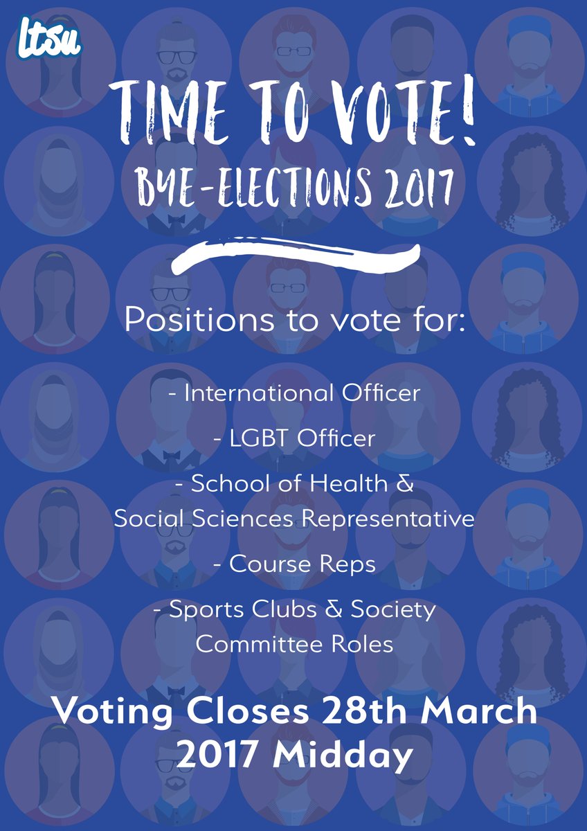 It's time to start voting for the Bye-Election positions!! You have until Midday on Tuesday 28th of March!
ltsu.co.uk/elections
