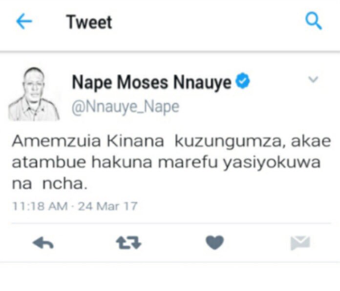 Nnauye_Nape's tweet photo. Mnahangaikia nini KUNICHAFUA?? Hizi tweets zinazosambazwa za maneno yasiyo na Busara sio zangu, nilishasema jana nikamaliza. Nitawataja sasa https://t.co/31iCogzUao