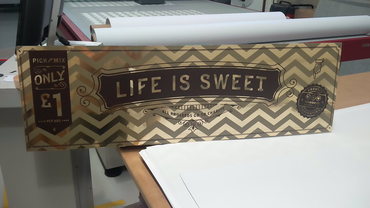 Love this metre wide Pick &amp; Mix board, 4 cols on gold Mirri Board we produced for <a href="/CreativeRaceUK/">CreativeRace</a> here at <a href="/JprintNantwich/">Johnsons of Nantwich</a>