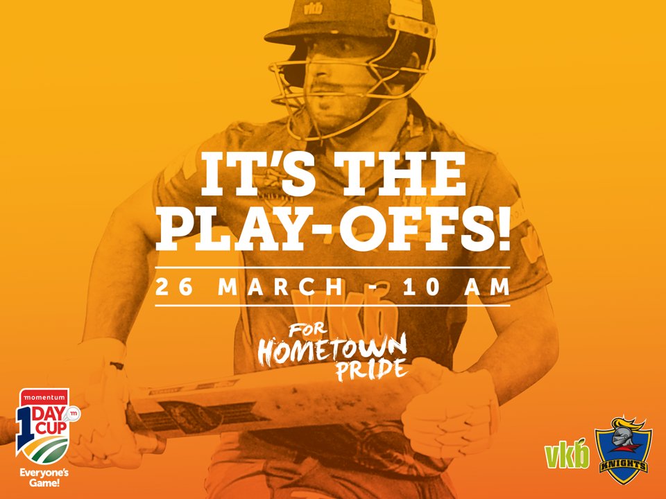 It's the Play-Offs! Are you ready Bloemfontein? Sunday 10h00  #MangaungOval - VKB <a href="/KnightsCricket/">Knights</a> vs <a href="/WarriorsCrickEC/">The Dafabet Warriors</a> 

#ItsKnightTime #MODC