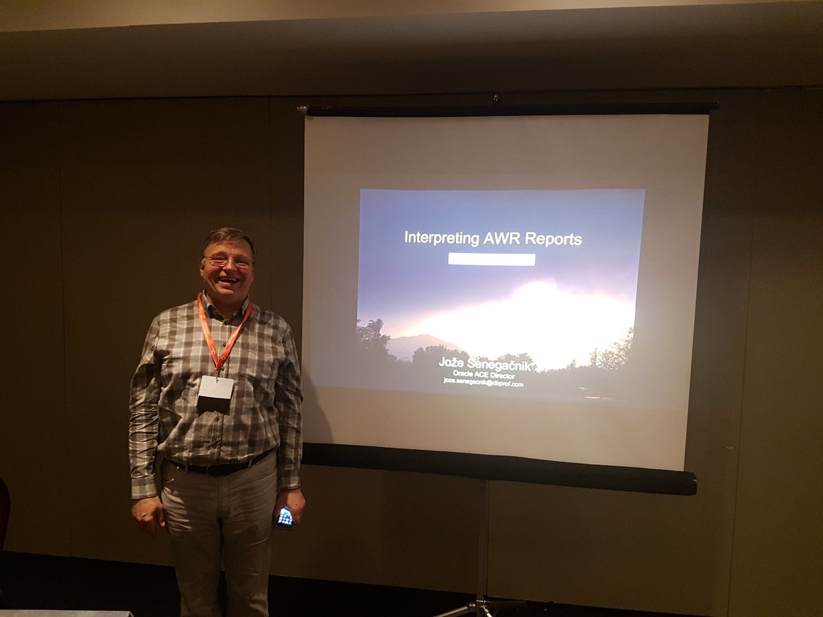 MartinKlierDBA's tweet photo. All in the name of #performance now with @joc1954 and unterpreting #Oracle #AWR REPORTS at #oug_ire @UKOUG https://t.co/YYMJAq4G1D