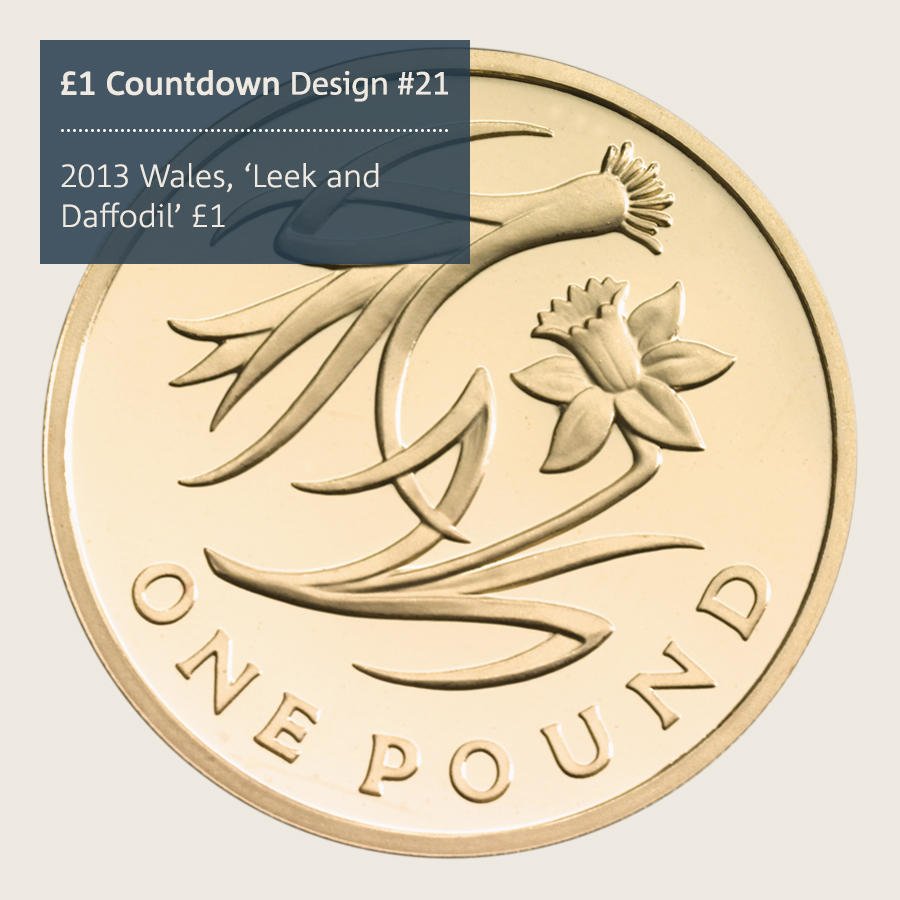 RoyalMintUK's tweet photo. #4daystogo brings us to 2013 of our £1 #coin countdown and #design21, the 2013 Wales 'Leek and Daffodil' £1 : https://t.co/UlC1bWWGOI https://t.co/cZgZYyxrDk