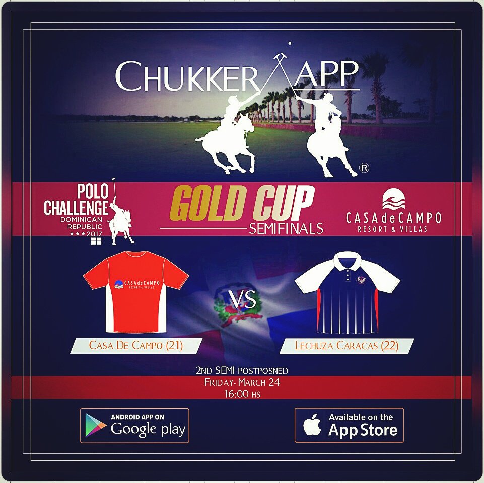 ChukkerApp's tweet photo. #friday24 2nd #semifinal postponed #goldcup @polo_challenge @casadecampo 
#casadecampo vs #lechuzacaracas
Follow with @ChukkerApp https://t.co/i1XElziTHd