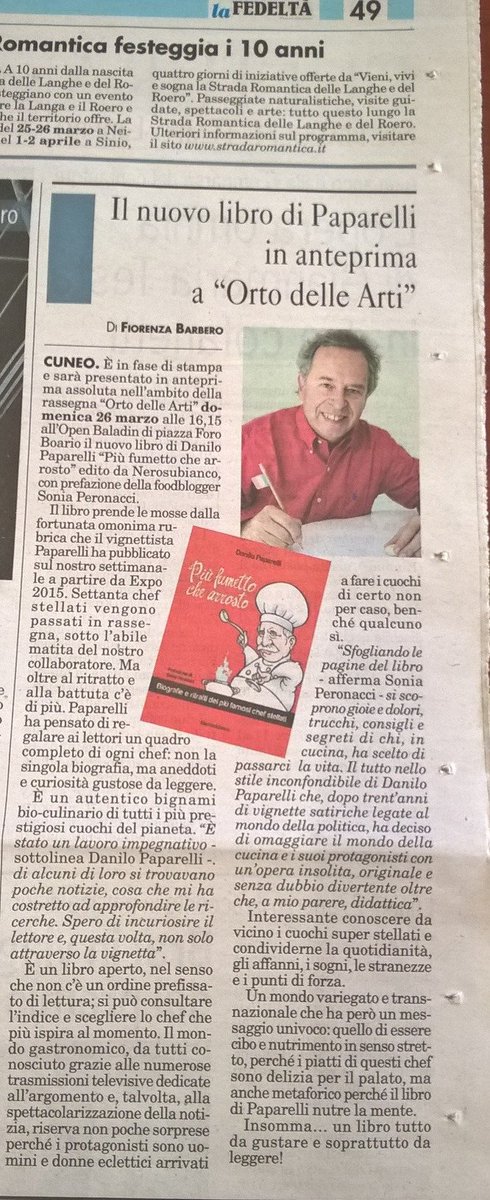 fiorenza30's tweet photo. Domenica h. 16.15
@OrtodelleArti presenta nuovo libro @danilopaparelli #piufumettochearrosto @SabrinaNSB

Non mancate!
@rossidav
@Monikabru https://t.co/LeiHOjUK6j