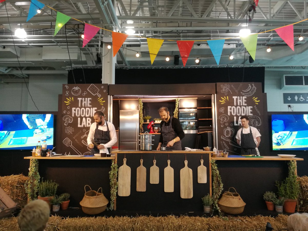 Eat_Drink_Fest's tweet photo. Join us now at #TheFoodieLab for @fredsirieix1 and @ChrisGalvin8 cooking up tasty delights #EatDrinkFest https://t.co/lUgIyY1Bru