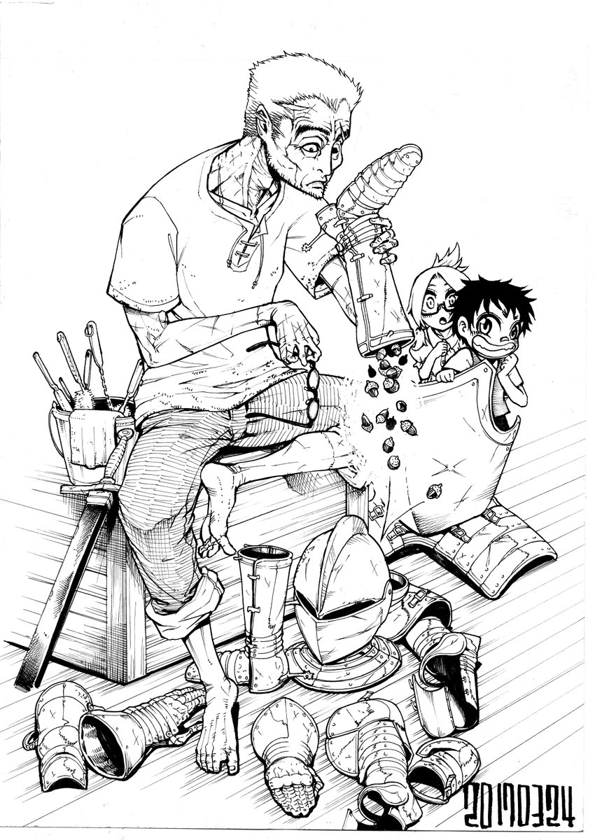 【練習絵】老騎士の日常 