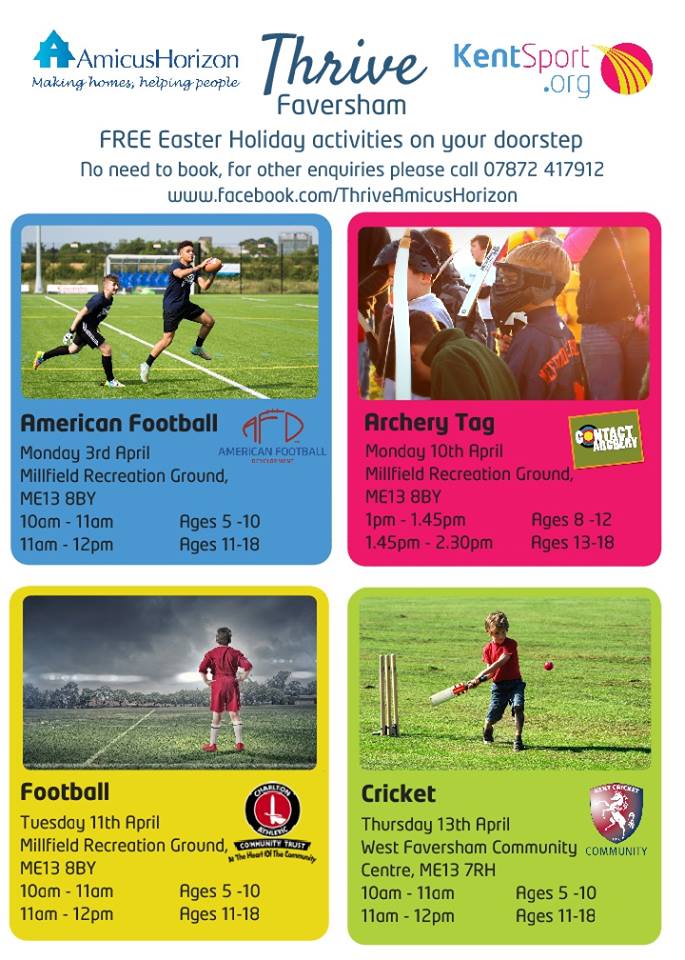 Thrive with <a href="/amicushorizon/">TK</a> is back this Easter.  FREE activities in #Faversham #Sittingbourne #IsleofSheppey facebook.com/ThriveAmicusHo…