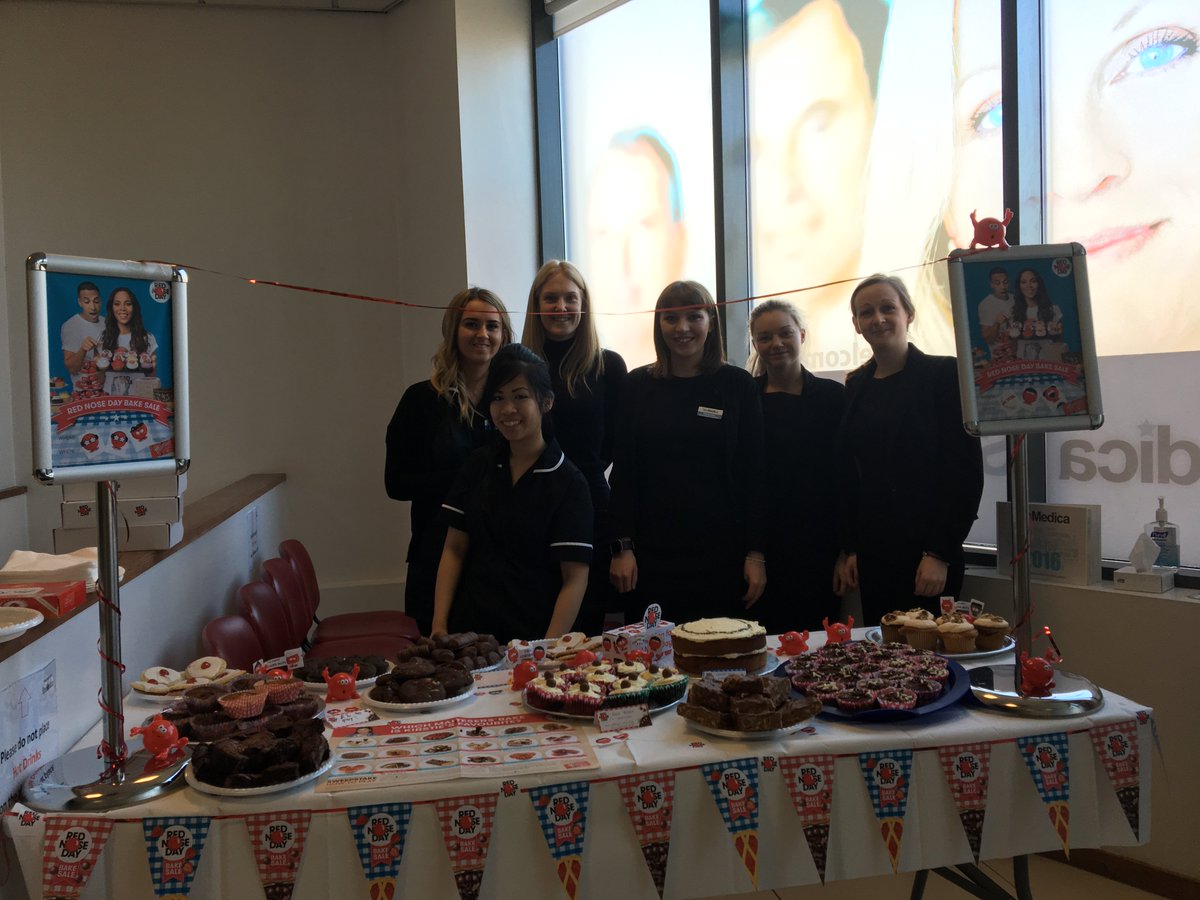SpaMedicaTweets's tweet photo. We're having a #bake sale today to raise money for #comicrelief. Great effort from the team! #RedNoseDay https://t.co/Txov6YFfvS