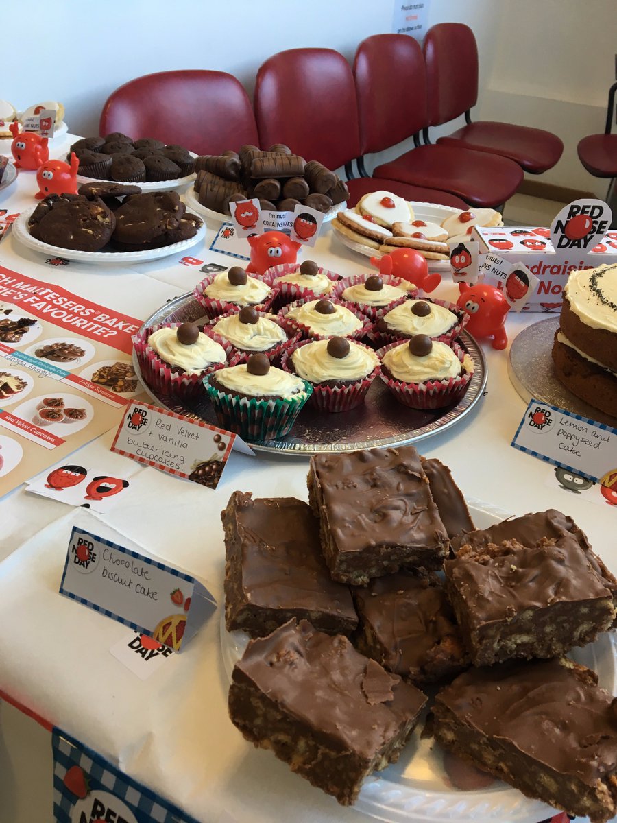 SpaMedicaTweets's tweet photo. We're having a #bake sale today to raise money for #comicrelief. Great effort from the team! #RedNoseDay https://t.co/Txov6YFfvS