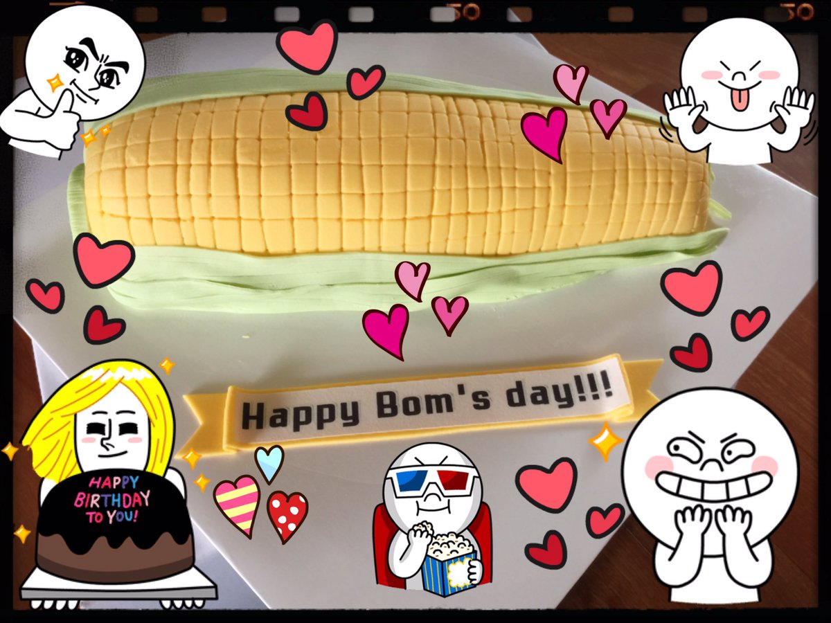 krungy21's tweet photo. Happy Bom's day 😁🎂🎂🎂 this is for you!!! 부산에서 열일하느라 케익을보냈다라~ 기승전 옥슈슈 🌽🌽🌽🌽🌽🌽🌽🌽🌽🌽🌽 https://t.co/UKG443X5t8