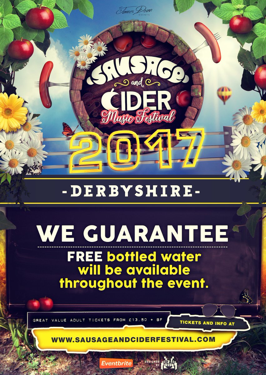 JamesDeanEvents's tweet image. WE GUARANTEE bottled water will be provided at all of our Sausage and Cider Music Festivals in 2017! #WeGuarantee