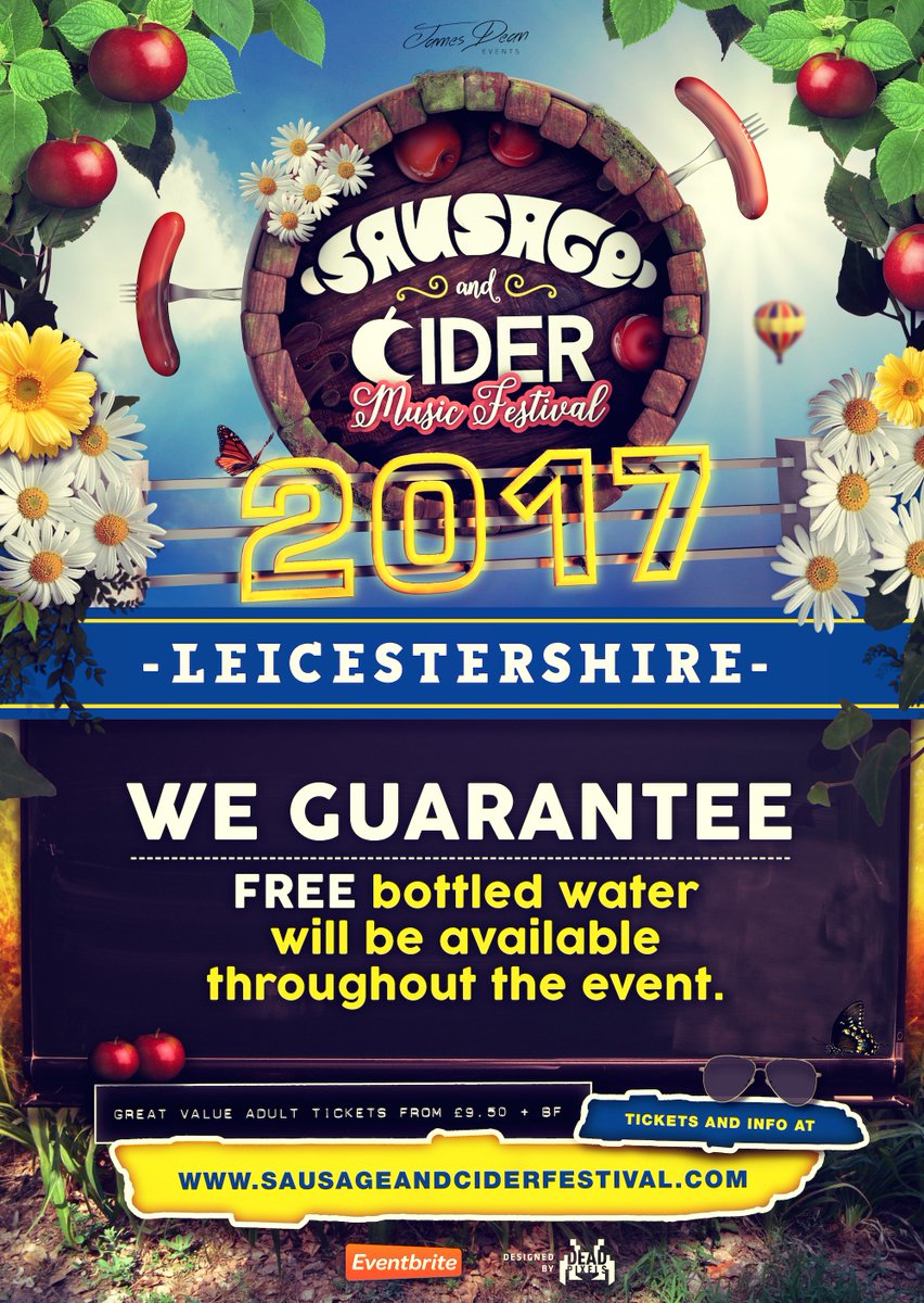 JamesDeanEvents's tweet image. WE GUARANTEE bottled water will be provided at all of our Sausage and Cider Music Festivals in 2017! #WeGuarantee