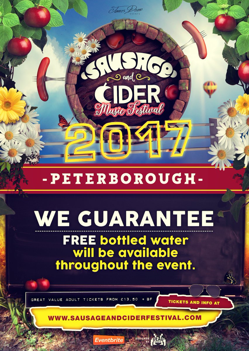 JamesDeanEvents's tweet image. WE GUARANTEE bottled water will be provided at all of our Sausage and Cider Music Festivals in 2017! #WeGuarantee