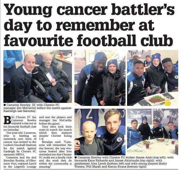 Well done to @jonmacca70 and everyone at <a href="/ChesterFC/">Chester FC</a> for giving Cameron such a great day
chesterchronicle.co.uk/news/chester-c…