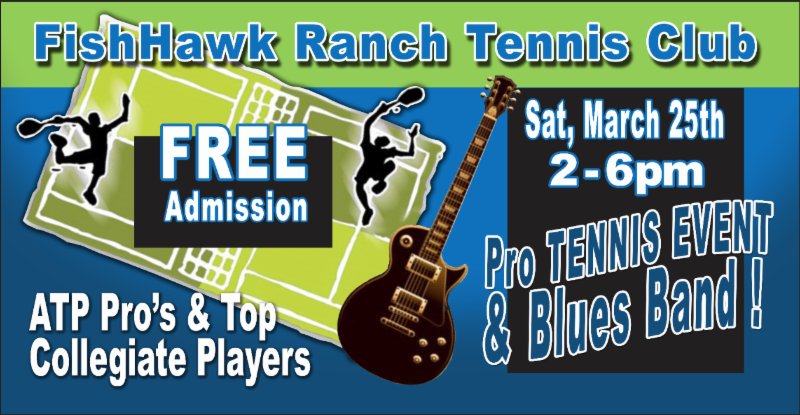 FishHawkTennis's tweet image. Biggest Tennis Party 3/25 -ATP Pro &amp;amp; College Tennis &amp;amp; Blues Band Concert at FHR Tennis Club conta.cc/2ocZ3F7