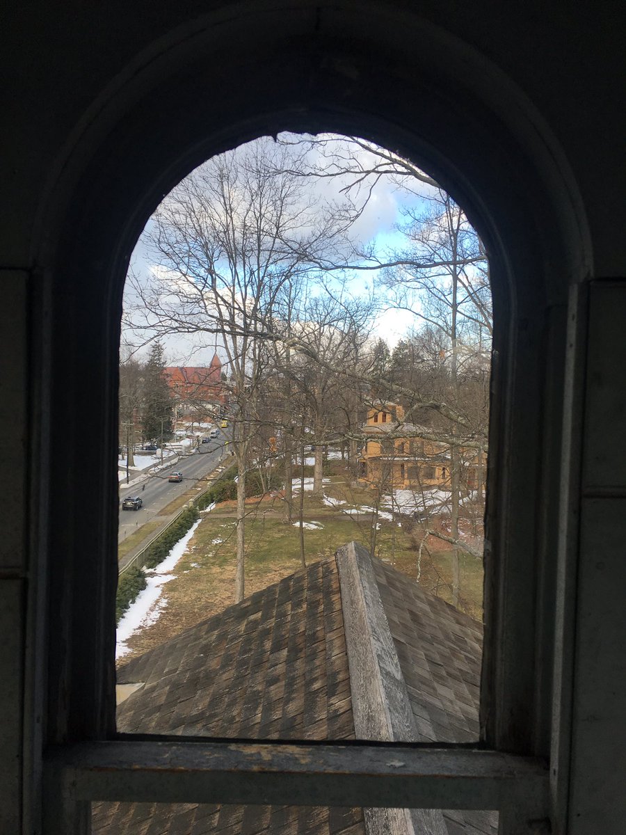 DickinsonMuseum's tweet image. The view from #EmilyDickinson&apos;s Homestead cupola window @DickinsonMuseum #spring #snow #melting #amherst