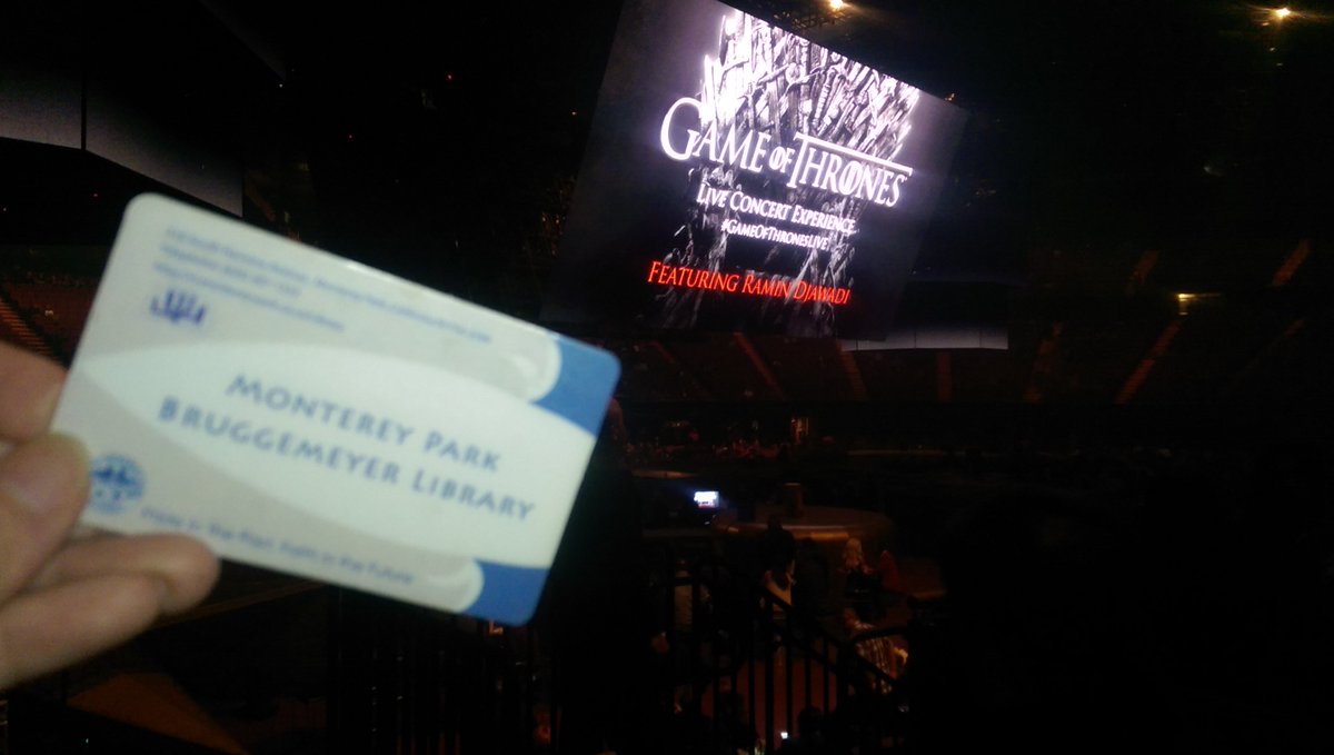 MontereyParkLib's tweet photo. Look #GOT fans, where #MPKLibCard was last nite? ⚔️🛡️ #GameofThronesLive #GOTForum #MusicIsComing #GameofThrones #FridayFeeling #librarylife https://t.co/qfHPw2YoDo
