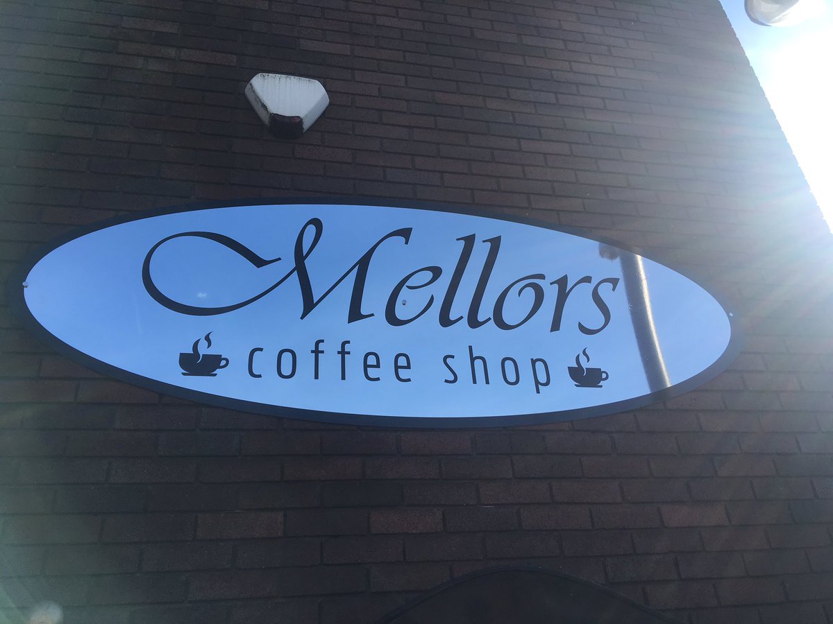 Wefitgraphics's tweet photo. @MellorsCafeBar looking good with out new signage 👍 #signage #mirrorvinyl https://t.co/Ue6wJRzaJs