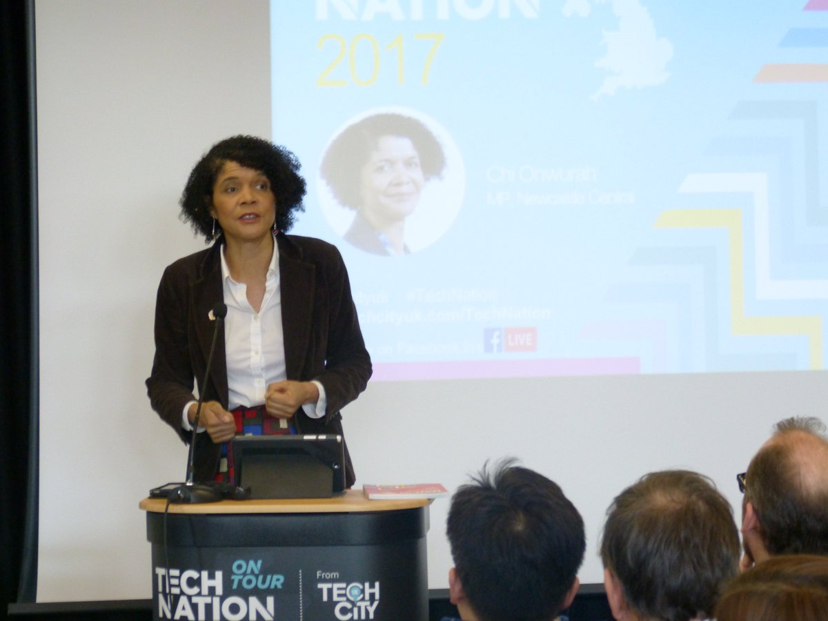 ChiOnwurah's tweet photo. Spoke earlier at @TechNorthHQ #TechNation2017 report launch in Newcastle, great to see recognition for our vibrant &amp; growing tech sector https://t.co/3TFoXgqqIK