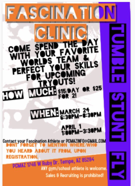 pcm_az's tweet photo. Don't miss out on the #Fascination Clinic tonight!! Nothin but fun &amp; skills. #pcmaz #pcm https://t.co/jLKBDgSax4