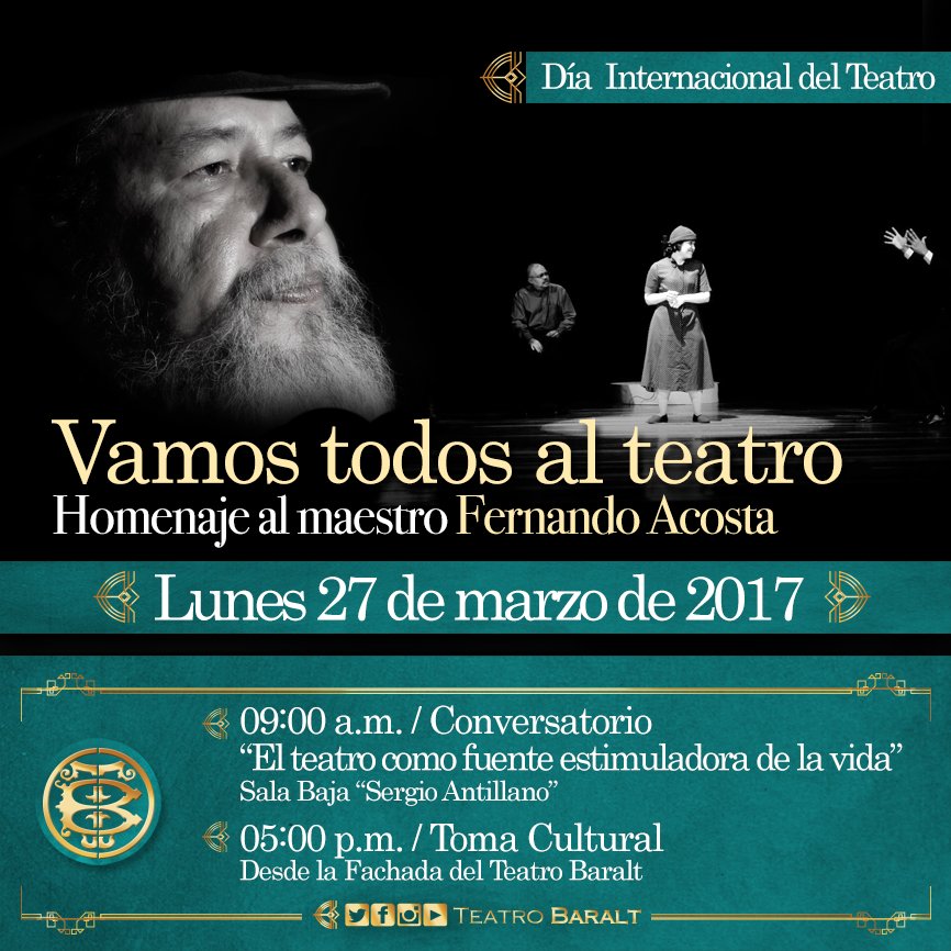"...El teatro tiene una vida abundante que desafía el espacio y el tiempo..."  Isabelle Huppert, Mensaje del #DíaMundialDelTeatro2017