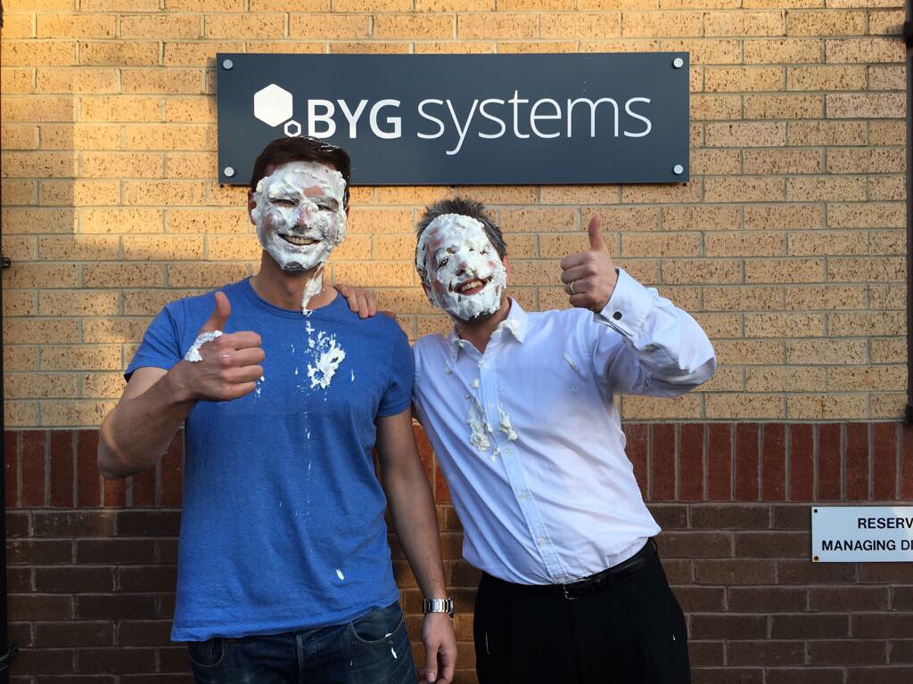 What a great end to the day! Our managers <a href="/paul_bailey_/">Paul Bailey</a> &amp; Henry were great sports &amp; got pied for charity #RedNoseDay  #FundraisingFriday