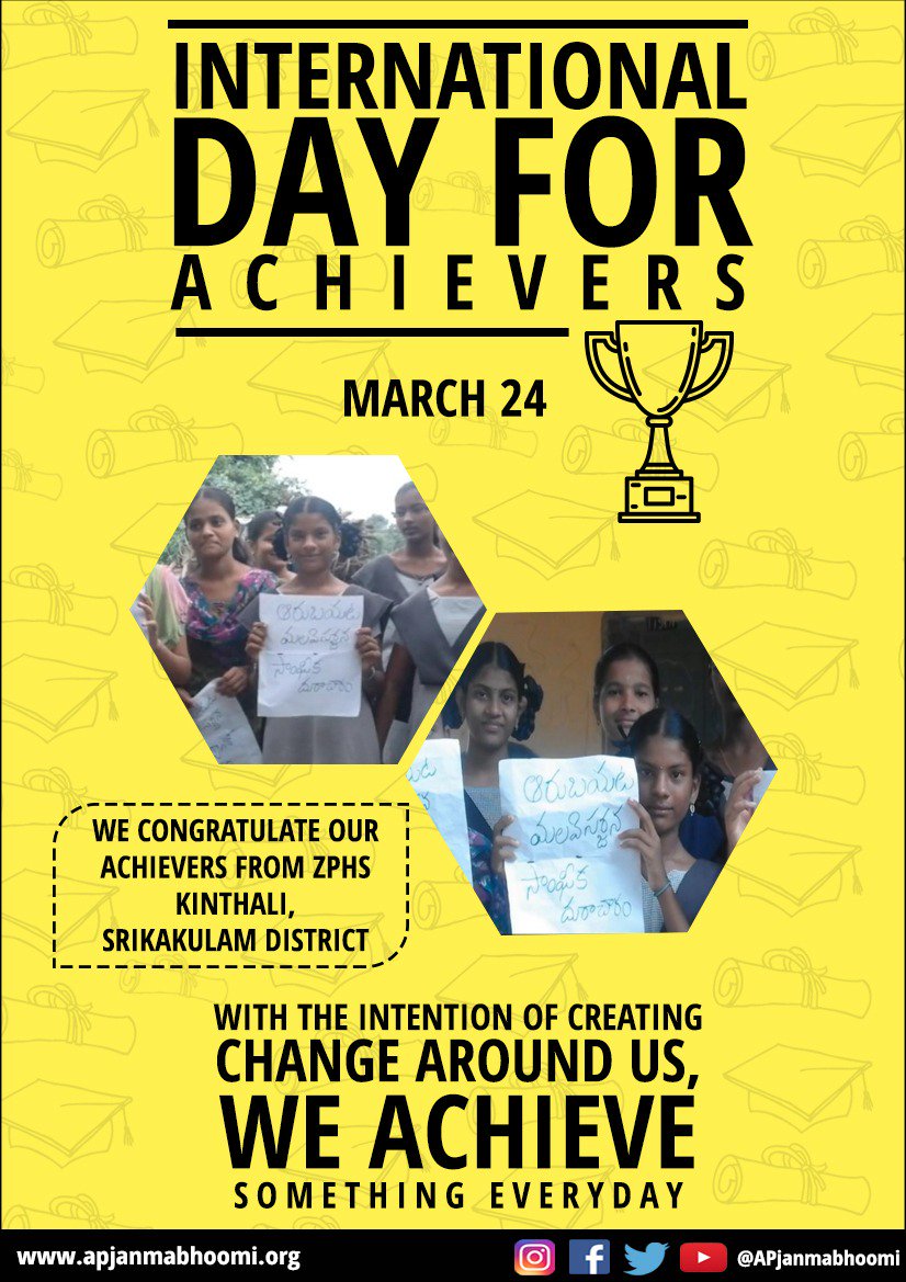 APJanmabhoomi's tweet photo. (1/2 )  Achievers are not magicians, they are normal people who have stood for something
#InternationalDayForAchievers  #APJanmabhoomi https://t.co/Y57cyhDk7S