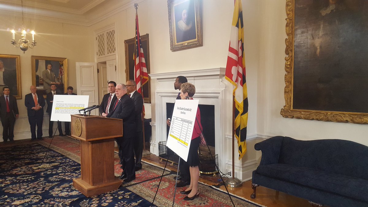 AmeliaChasse's tweet image. Gov. @LarryHogan taking a strong stand against bill to weaken education accountability standards &amp;amp; protect failing schools #MDGA17
