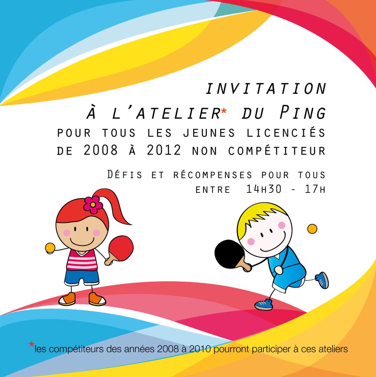 Lcatt08's tweet photo. #LCATT 🏆 Grand Prix détection, 1er avril 2017 🏓
Inscription en ligne ! (compétition pour les pongistes -11ans)
🖊 https://t.co/VWRpZS1bef https://t.co/fJEc2F62Td