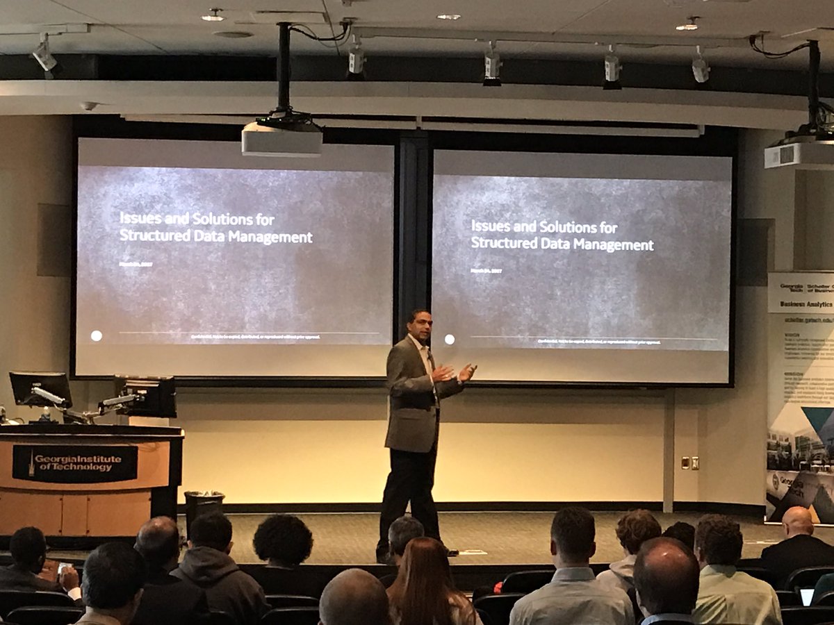 GT_BusAnalytics's tweet photo. Santiago Kudva, GE Power, giving his talk about solutions for management and cleaning data. #BusinessAnalyticsCenter #analytics https://t.co/lP2PkRkZDr