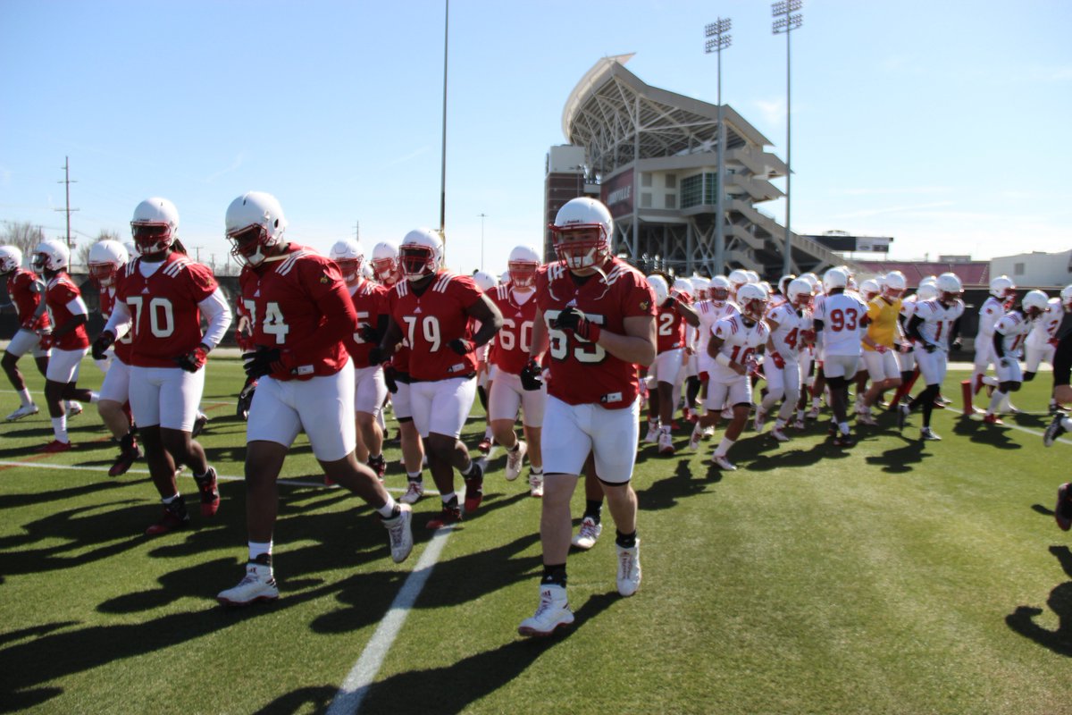 CoachNGilbert's tweet photo. Day 2 Spring Ball in the books. #GoCards #L1CF #RiseOfTheCardinals #LouisvilleFootball #Earnit https://t.co/CmgaOLBeqC