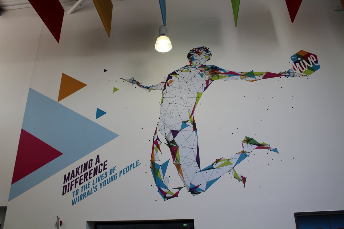 TheHiveYZ's tweet photo. Just look at our artwork which is now up in our #Wirral Youth Zone! Amazing! Our patrons are of course recognised too! @WIRRALGLOBENEWS https://t.co/sa6DgdRF9I