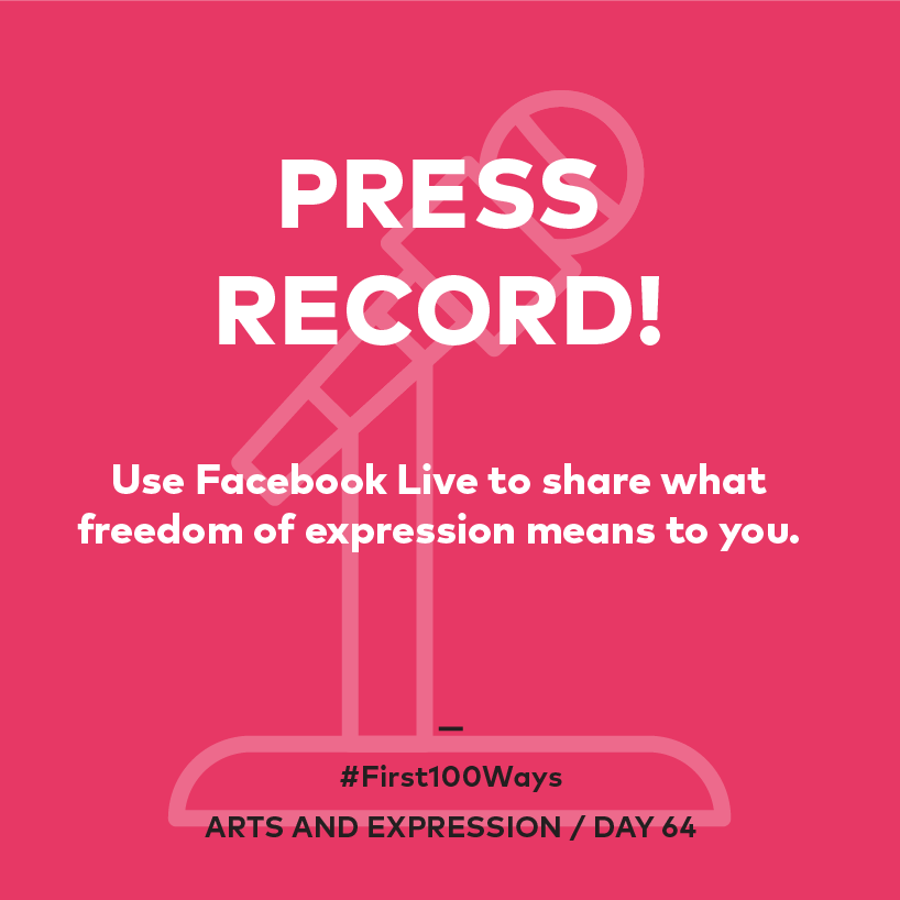 First100Ways's tweet photo. Tell us what freedom of expression means to you on facebook live #first100ways #jointhepersistence https://t.co/DgOq4XITpG