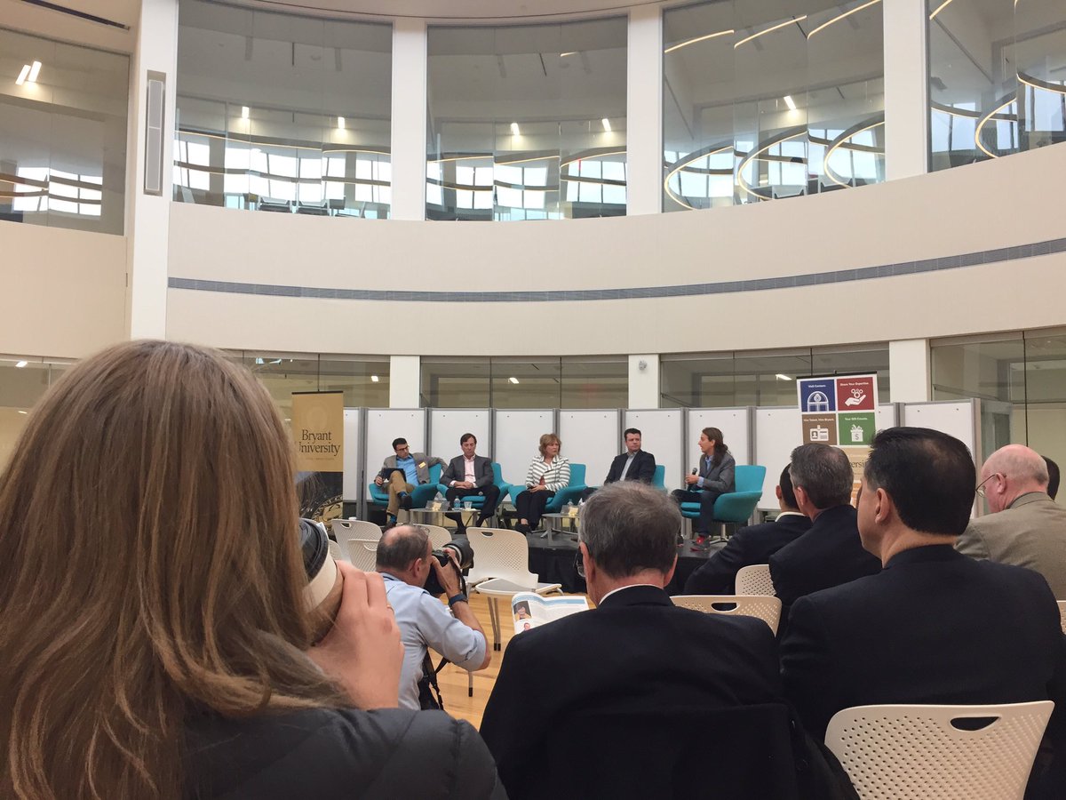 JennSRousseau's tweet photo. Listening to @michaelaroberto 's panel on Start-Up Solutions. Great thoughts from the panel of #entrepreneurs and investors. @bryantalumni https://t.co/ZcS2iZt1DD