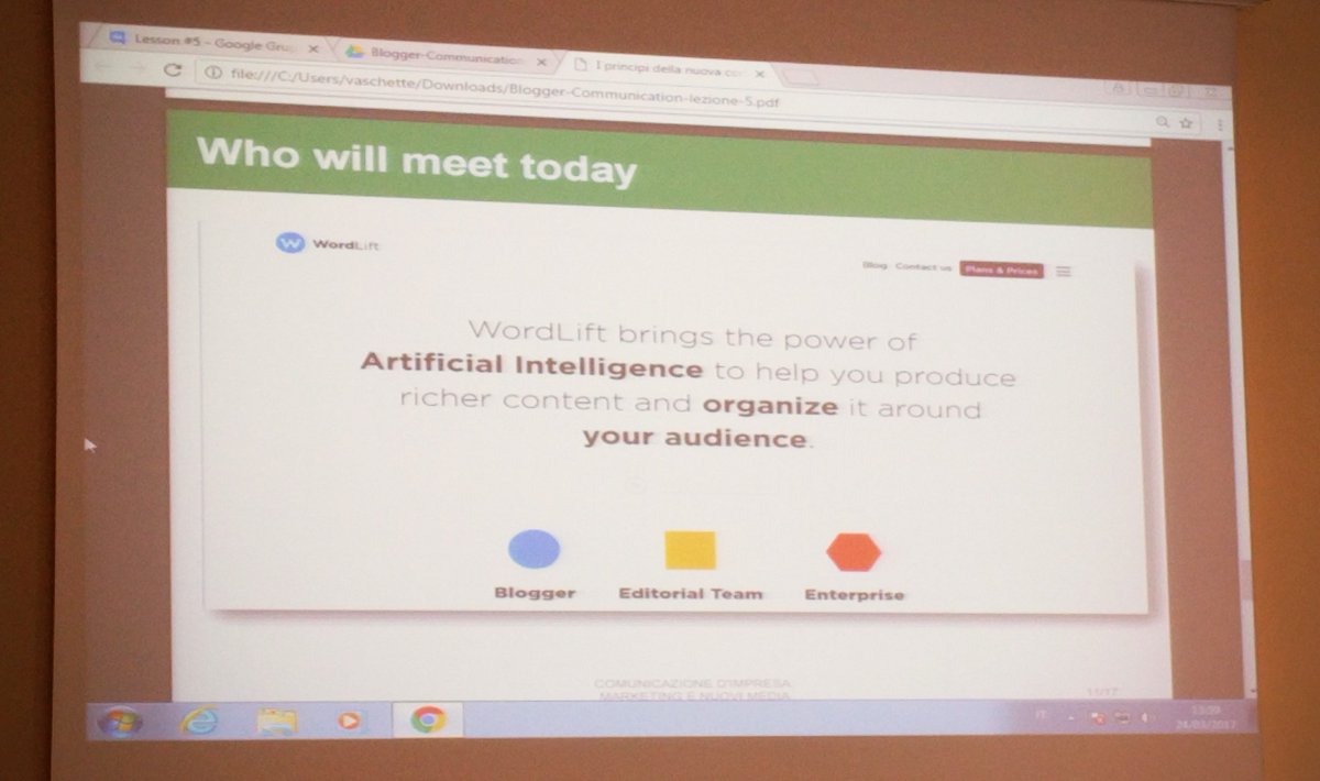 wordliftit's tweet photo. Oggi al corso di laurea in Marketing & digital communication di @UniLUMSA, @cyberandy parla di #websemantico e dell'esperienza di #WordLift. https://t.co/pcZLGLYRO3