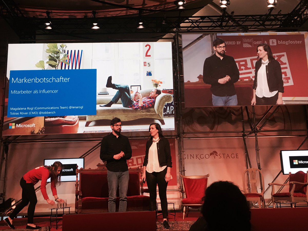 landaumedia's tweet photo. Markenbotschafter - Mitarbeiter als Influencer. Jetzt auf der #GingkoStage #rtb17 #rocktheblog #cebit17 @LenaRogl @tobberich https://t.co/LdoJgjdPn4