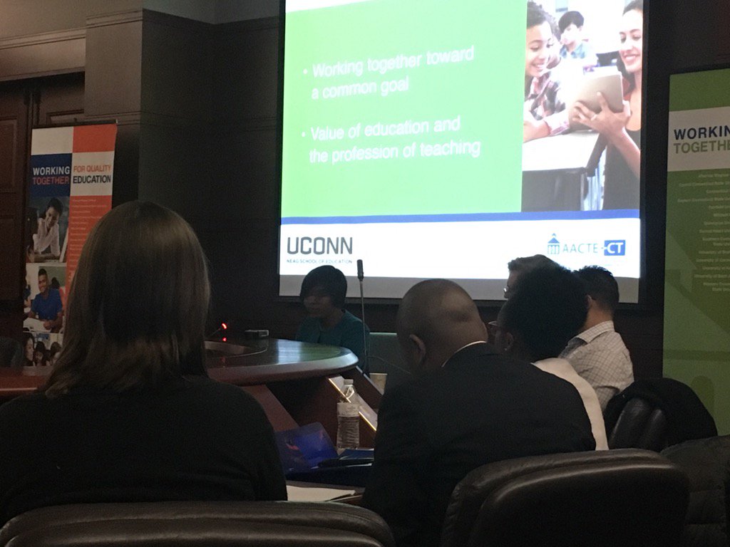 ltrainonaroll's tweet photo. @UConnNeag Dean Kersaint - speaks on importance of collaboration &amp; keeping  teacher prep standards high @AACTE_CT https://t.co/zZWQQM0707