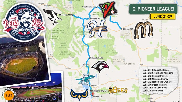 bensbiz's tweet photo. ICYMI: From June 21-29, I'm visiting seven teams in the Pioneer League as well as @SaltLakeBees  

#SorryColorado

https://t.co/NhrCRbGSRq https://t.co/nXLu3G0qfN