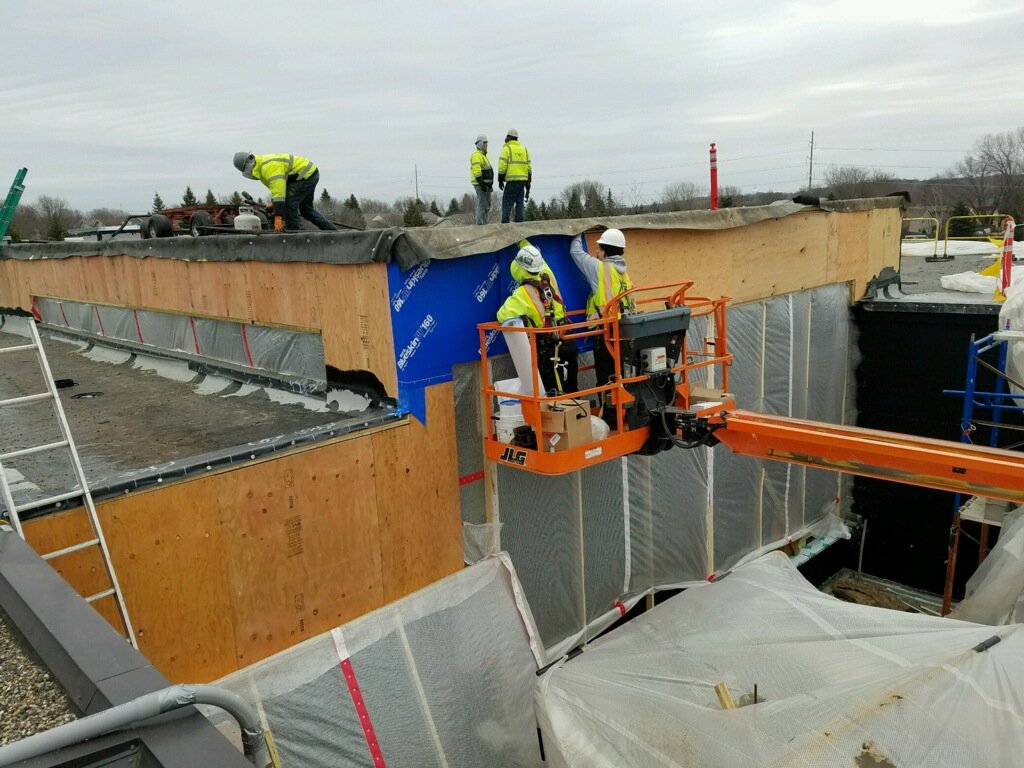 Here is the start of some air barrier work at Echo Elementary School Burnsville