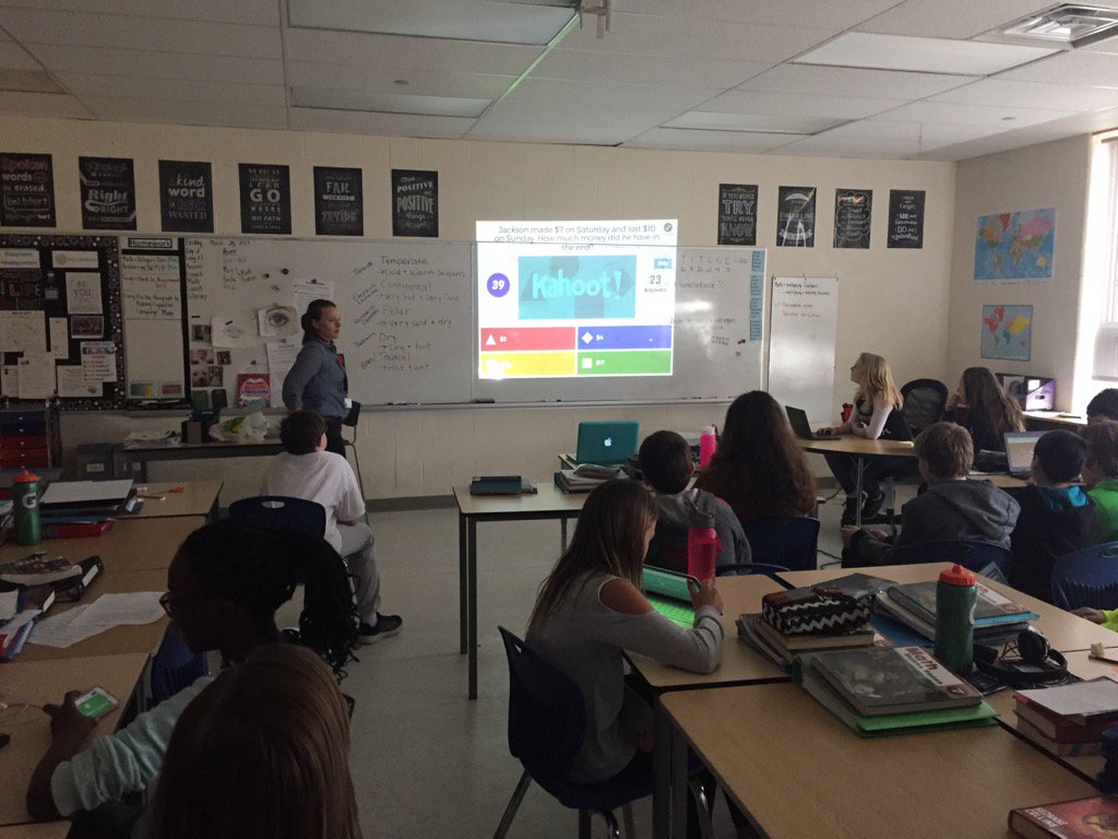 AmandaODTeach's tweet photo. @MissWood15 using Kahoot to review integers! #AlexMuirPS #ampslearning #ampsML #NipissingU https://t.co/tOT3PuFdiC