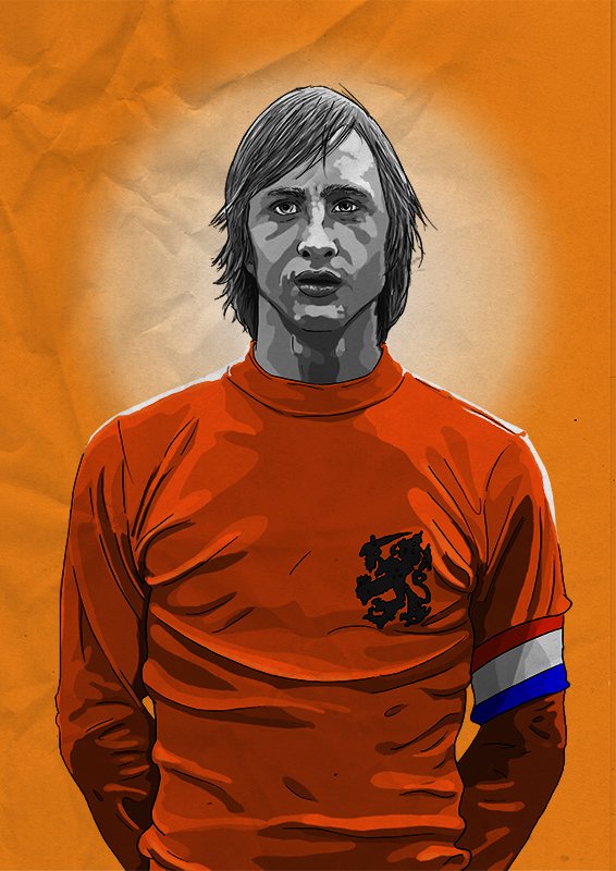 BarryMasterson's tweet photo. It's the 1 year anniversary of Johan #Cruyff's passing today. Have this lying around for quite a while now. RT for a chance to win a print! https://t.co/VQ39rZxPxz