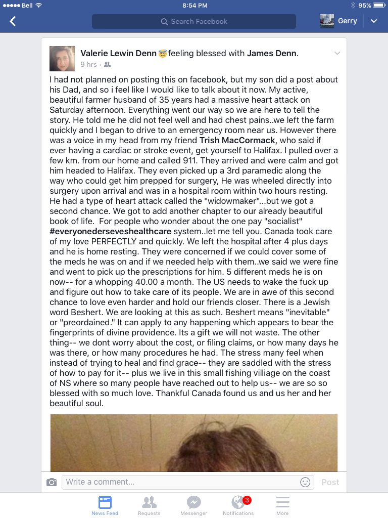paulmkells's tweet photo. @washingtonpost read this US immigrant to Canada story about health care system and her husband's heart attack. She says wake up America https://t.co/9bCqzUbULy