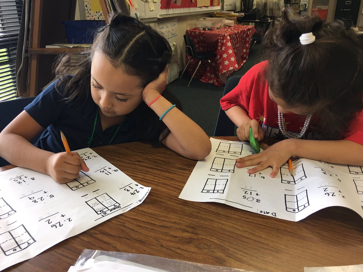 Mrs_Dao's tweet photo. I'm so proud of these two young ladies. They've come a long way in math! Addition with &amp; w/o regrouping is tough, but they've got it down! https://t.co/PFgkU31RUu