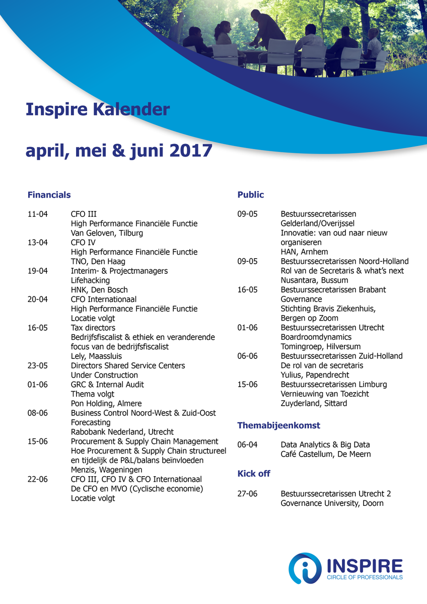Op de valreep in de overgang van winter- naar zomertijd even een update van onze kwartaalactiviteiten.