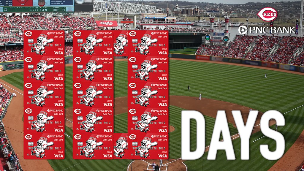 Reds's tweet photo. The 10-Day countdown to #RedsOpeningDay is ON! RT for a chance to win tickets to our home opener thanks to @PNCBank https://t.co/jxcHmEyCPd https://t.co/ITrYWSqpvg