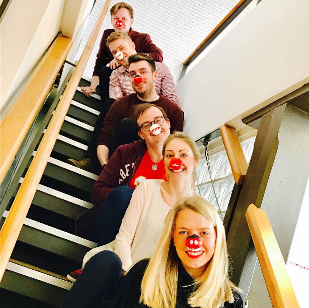 FionaSmith33's tweet photo. Red nose day at #MediaCom @MediaCom_EDI #RedNoseDay https://t.co/pmgJzOJ6RQ