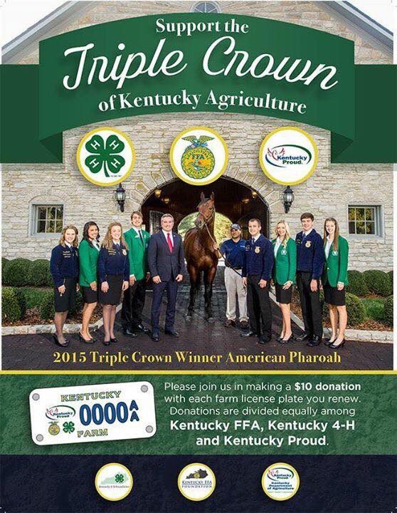 KentuckyFFA's tweet photo. If you're renewing your farm tags this weekend be sure to make the voluntary $10 donation to support FFA, @KY4H and @kyproudofficial https://t.co/fYptLywcEV